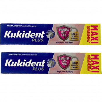 KUKIDENT PLUS MAXI CREMA ADESIVA DENTIERE GUSTO NEUTRO 2 X 57G