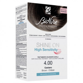 SHINE ON HIGH SENSITIVITY PLUS CASTANO 4,00 RIVELATORE IN CREMA 75 ML + CREMA COLORANTE 50 ML